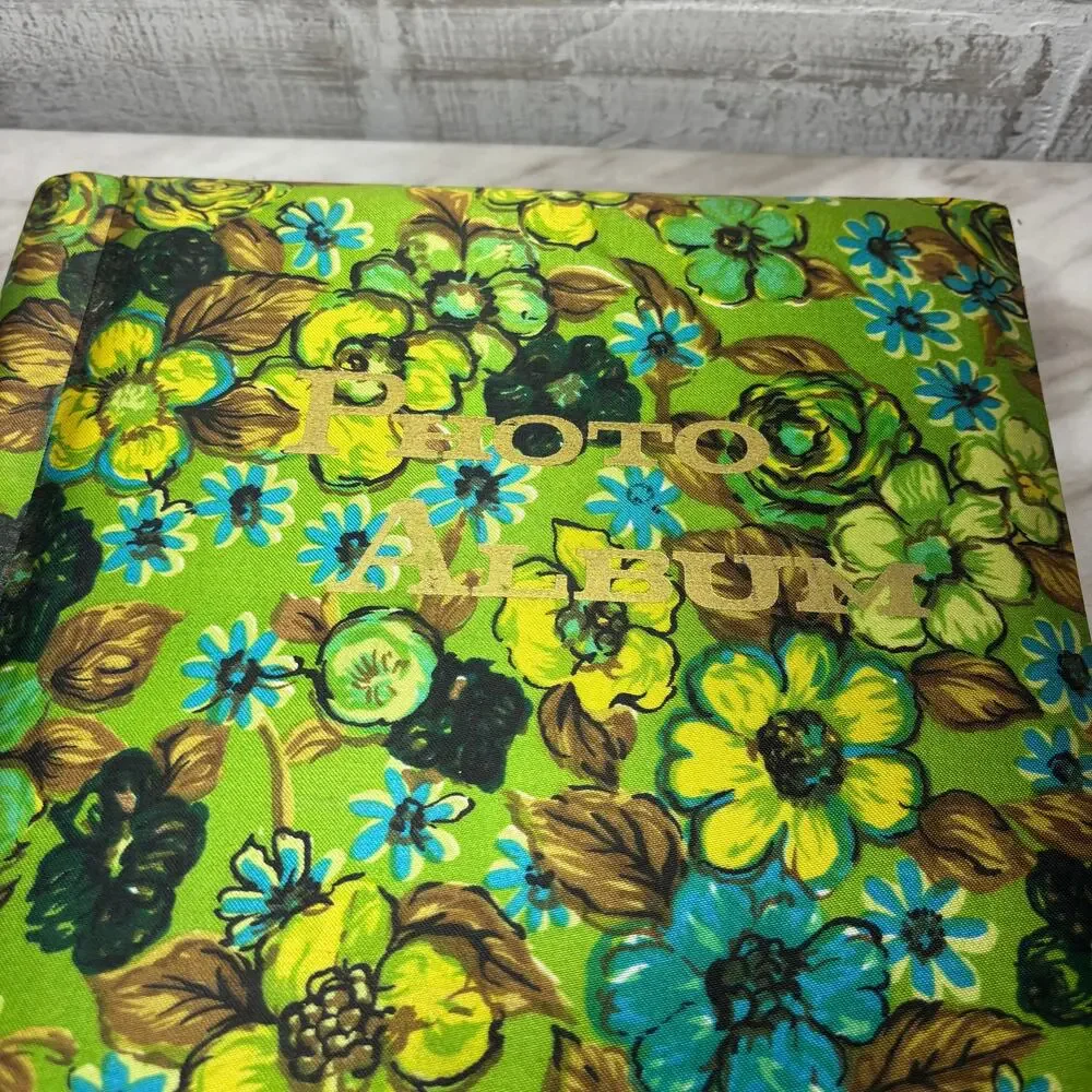 Vintage Groovy Floral Fabric Photo Album with Photos